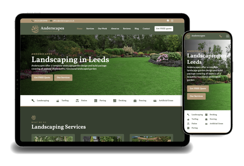 Anderscapes - Landscape gardener website design