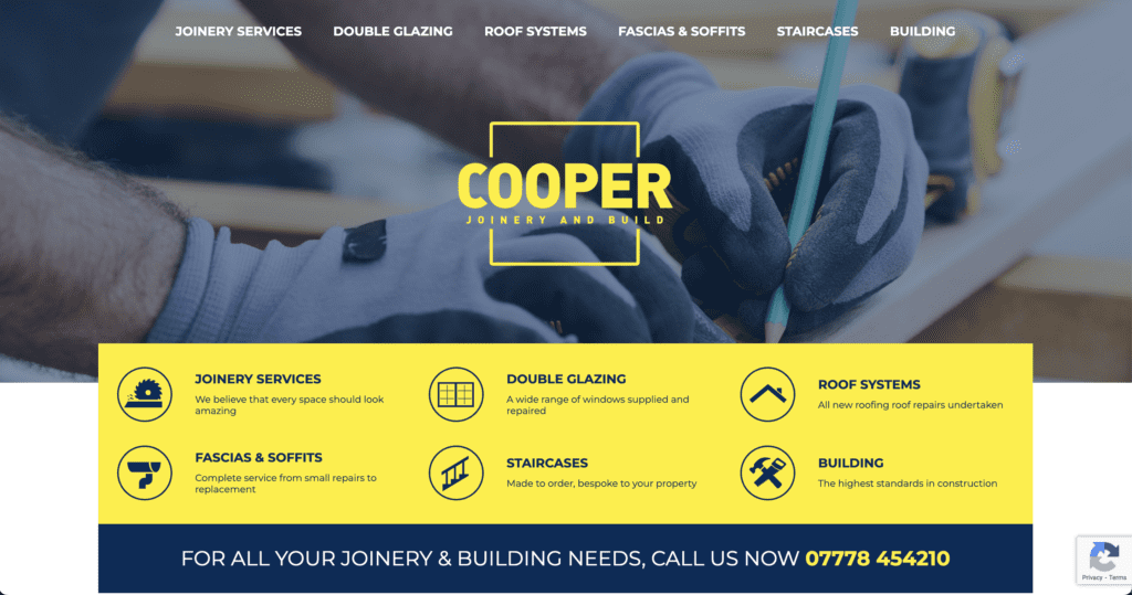 Cooper Joinery tradesman website design - Leeds web designer