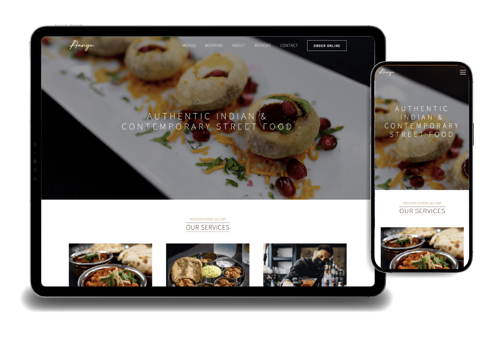 Aanya Indian Restaurant - website design