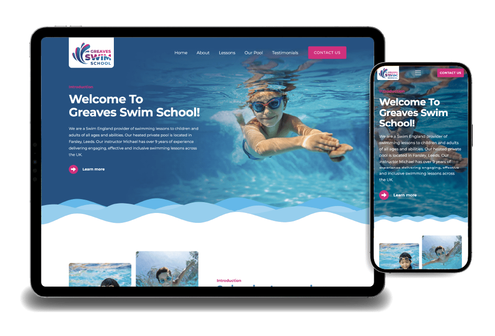Greaves swim school - swimming lessons website design