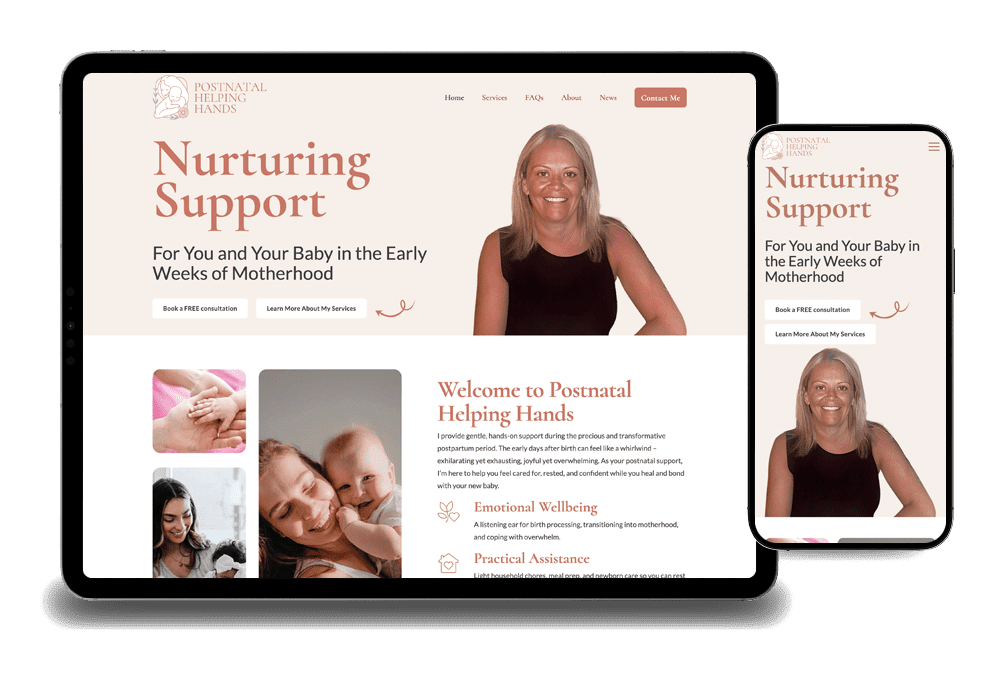 Postnatal Helping Hands Website design